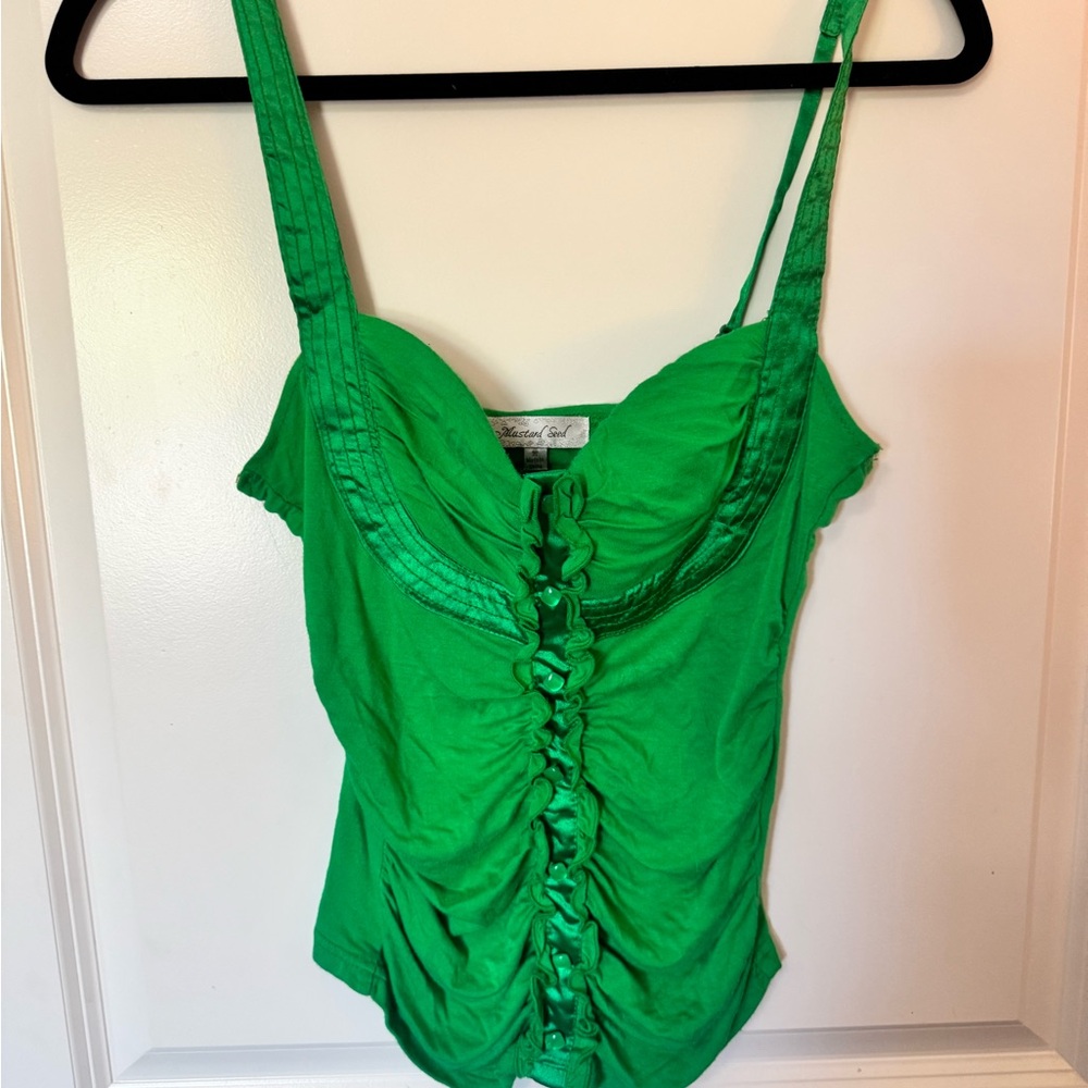 Mustard Seed Bright Green Ruched Tank